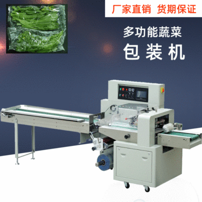 廠家直供青菜套袋枕式包裝機(jī) 蔬菜包裝機(jī) 食品自動下走膜打包設(shè)備