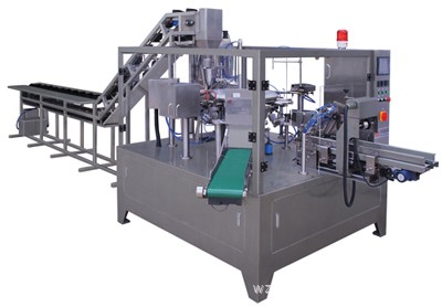 廠家直供 骨頭湯雙加料專用旋轉(zhuǎn)給袋式全自動包裝機 固液包裝機