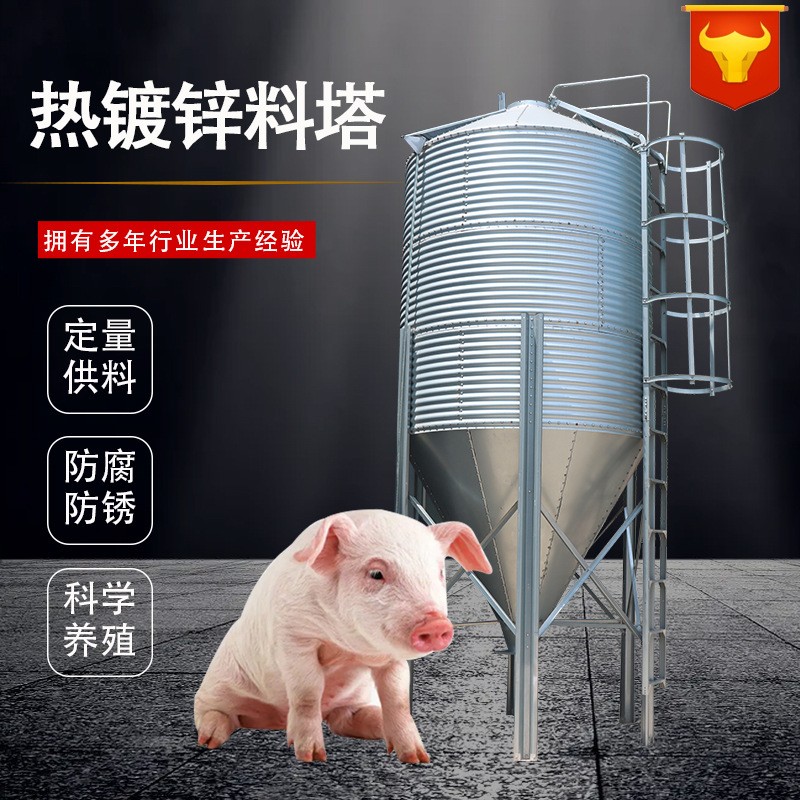 生產(chǎn)畜牧養(yǎng)殖業(yè)機(jī)械設(shè)備自動(dòng)化養(yǎng)豬料線豬舍儲存飼料塔熱鍍鋅料塔