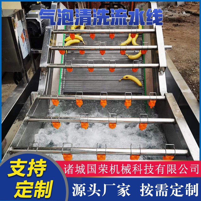 商用草莓蘋果橙子香蕉菠蘿清洗機(jī)蔬菜葉菜清洗流水線風(fēng)干流水線