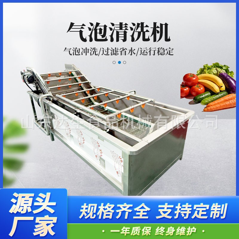 凈菜加工設(shè)備 商用紅棗油麥菜毛豆噴淋式洗菜機(jī) 氣泡清洗流水線
