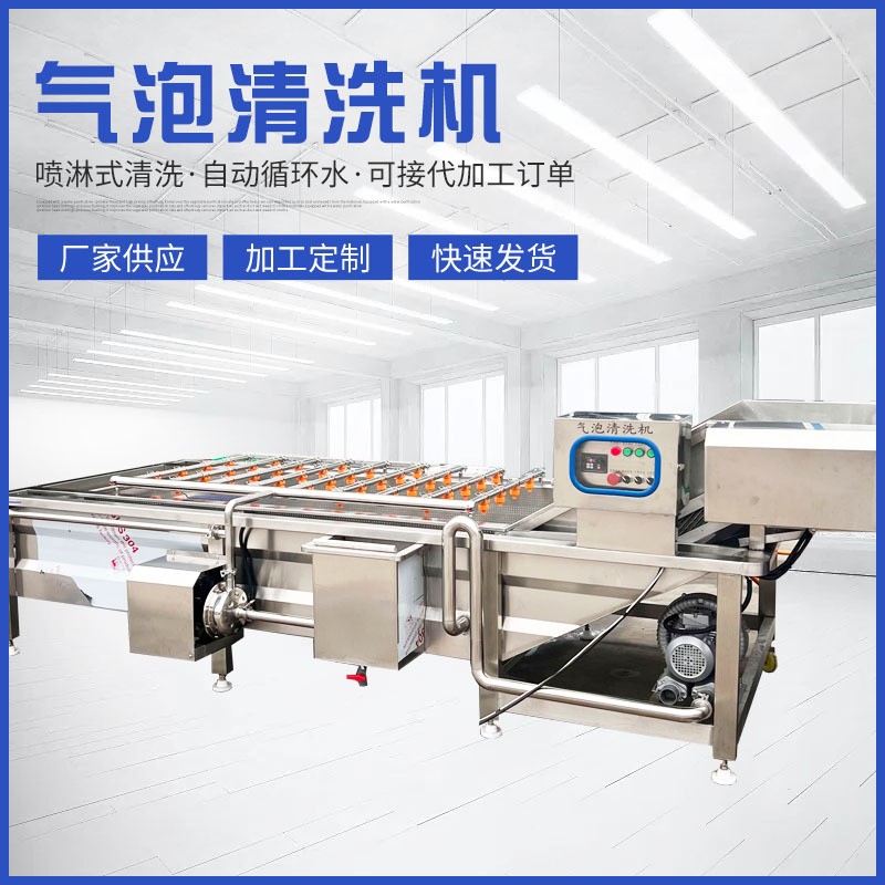 廠家供應不銹鋼黃瓜茄子氣泡清洗機全自動高壓淋噴氣泡清洗設備